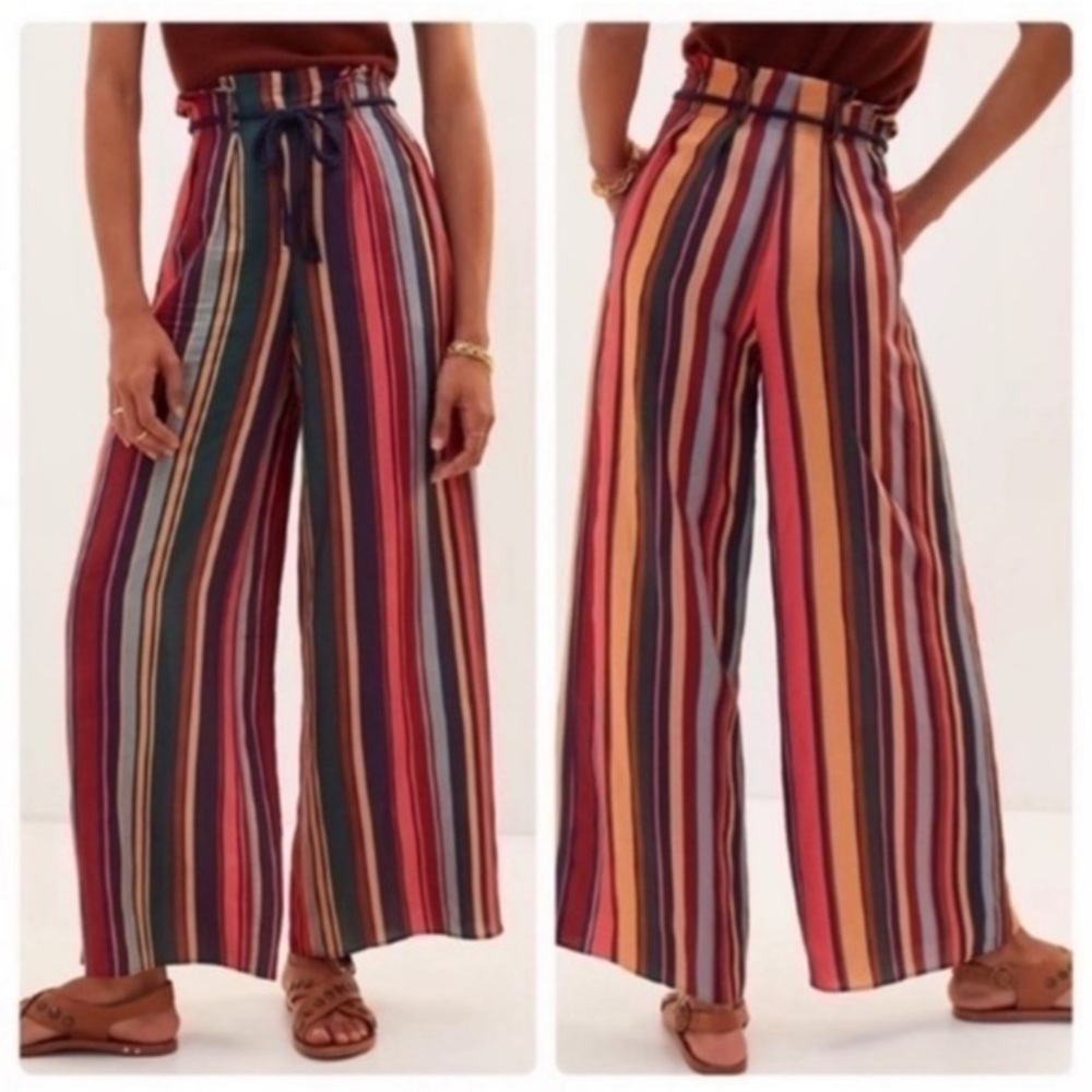 FARM Rio Multicolor Vertical Stripe Wide-Leg Pants
